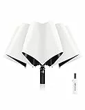 XIXVON Ombrello Plus (12 Bacchette, Bianco) | 99% Protezione UV UPF 50+, Asta In Metallo Resistente, Resistenza Antivento, Portatile, Automatico | Ombrello Pieghevole