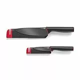 Joseph Joseph, Slice&Sharpen, coltello con lama professionale da 15 cm e coltello per pelare da 8,9 cm, laccato/rosso