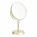Amazon Basics - Specchio Rotondo cosmetico Da tavolo, ingrandimento 1x/5x, 18.3 x 12.5 x 30 cm, oro, 7.2L x 4.92W cm