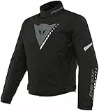 DAINESE Veloce D-Dry Jacket, Giacca Moto 4 Stagioni Impermeabile Con Fodera Termica Removibile, Uomo, Nero/Charcoal-Gray/Bianco, 52