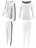 Loalirando Completo Sportivo Donna Leopardata Tuta da Ginnastica 2 Pezzi Felpa con Cappuccio con Zip+ Pantaloni a Vita Alta Sportwear per Yoga Corso Palestra Jogging Fitness