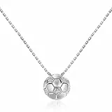 Collana con Ciondolo a Forma di Calcio Catenina con Pendente a Forma di Pallone di Calcio Inciso Collanina di Catena con Strass Regalo per Donna Uomo Ragazzo Gioielli Sportivi Unisex (Argento)