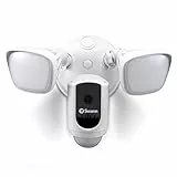 Swann SWIFI-FLOCAM2W-EU Telecamera di sicurezza da esterno con faretti, audio a 2 vie, luci regolabili, sirena, angolo di visione 125°, 1080p Full HD, W-Fi, Registrazione su cloud gratuita, bianco