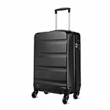 KONO Valigia Media 66cm Rigida e Leggero Valigia da Viaggio in ABS Trolley con 4 Ruote e TSA Lucchetto, Nero