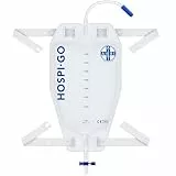 AIESI® Sacche per urina da gamba riutilizzabili capacità 750 ml tubo 10 cm con rubinetto di scarico a croce (T) e valvola anti-reflusso HOSPI-GO (Confezione da 10 pezzi), Rivestita in TNT traspirante