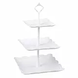 Candora, alzatina a 3 ripiani quadrati in plastica imitazione di ceramiche per sistemare cibo, dessert per le feste, set per servire dolci