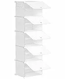 HOOBRO Scarpiera, Scaffale Portascarpe a 5 Scomparti, con Sportello, Scaffale Componibile in Plastica, Scaffale Portaoggetti Modulare, per Ingresso, Corridoio, Armadio, Bianco EWT11SC01