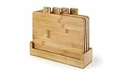 Excelsa Ecoliving Set 4 Taglieri con Supporto, Legno di Bambù, 28 x 25 cm