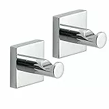 Gedy Manila, 2 Appendi, Colore Cromo, Porta Abiti Realizzati in Acciaio Inox 304, Cromall e Vetro Satinato, Garanzia 15 Anni, Misure 4,7 x 4,7 x 4,8 CM e Peso 0,1 kg, Design R&S, Unica