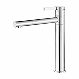 Ibergrif M11299 Rubinetto per lavabo alto, Rubinetto per lavabo girevole a 360°, Miscelatore per lavabo con bocca alta da 229 mm con tubi flessibili Hot&Cold da 50 cm per lavabo da bagno, Ottone