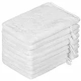 PHOGARY Confezione da 8 Guanti per il Bagno in Microfibra, Guanti per Viso Morbidi in Flanella, Panno da Bagno SPA, Guanti per Struccanti Riutilizzabili, 15x21 cm, Bianco