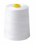 Filo da Cucito – Grande Bobina da ben 9000 metri (10000 yard) per Macchina da Cucire e Tagliacuci – Filato in Poliestere per Cuciture – 3 Colori a Scelta – Bianco – Altezza 12 cm