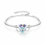 GEORGE · SMITH Bracciale Placcato Argento Infinity Cuore Cristallo Bracciale per Donne Ragazze Gioielli Compleanno Natale Regalii San Valentino per Mamma Moglie (Violetta)