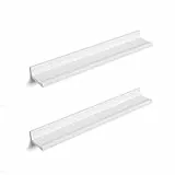 SONGMICS Mensole da Muro, Set di 2 Mensole da Parete con Vernice Lucida, 60 x 10 cm, per Cornici Portafoto e Libri, Soggiorno Camera da Letto Bagno Cucina, Facile da Montare, Bianco LWS60WT