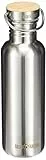 Klean Kanteen Bottiglia in Acciaio Inox con Stainless Unibody Bamboo Cappello Reflect, Edelstahlflasche mit Stainless Unibody Bamboo cap 800 ml Reflect, Brushed Stainless