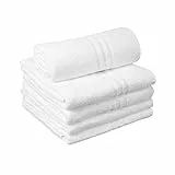 UNICA TELO BAGNO HOTEL - 100% SPUGNA DI COTONE - CERTIFICATI OECO-TEX (TELO BAGNO 100X150 CM) 4 PEZZI Bianco