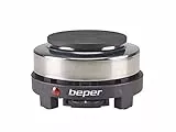 BEPER P101PIA002 Fornello Elettrico Piccolo in Ghisa/Acciaio Inossidabile, 5 Livelli di Cottura, Fornelletto Elettrico Portatile, Fornello da Campeggio con Piastra da 10 cm, 500W