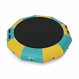 COSTWAY Trampolino Gonfiabile per Acqua, Con Compressore Elettrico 500 W, Scaletta di Corda Ormeggi e Ancora, Per Adulti e Bambini Max 150kg (457 x 457 x 65 cm, Giallo e Verde)