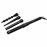 Amazon Basics - Ferro conico arricciacapelli in ceramica PTC, set con accessori intercambiabili, Nero