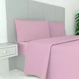 Passion Completo letto, set lenzuola, Materiale 100% Puro Cotone, Lenzuola sopra, Lenzuolo sotto e 1 Federa da Letto, Biancheria da Letto Tinta Unita, Made in italy (Una Piazza e Mezza, Rosa)