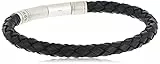Fossil Bracciale Da Uomo, Lunghezza Totale: 20 Cm - 22 Cm Nero, Bracciale In Vera Pelle Argento, JF00510797