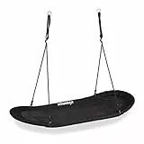 Relaxdays Altalena Grande XXL, Amaca per Bambini & Adulti, 100 kg, Sedia Sospesa Ovale a Nido, 141,5 x 43,5 cm, Nero