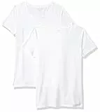 Amazon Essentials T-Shirt Girocollo a Maniche Corte con Vestibilità Classica Donna, Pacco da 2, Bianco, M