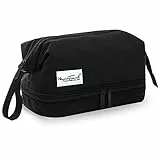 Borsa Cosmetica da Viaggio, QLFJ-FurDec Porta Trucchi da Viaggio Impermeabile Grande a Doppio Strato, Beauty Case Portatile con Manico e Scomparto per Donne, Spazzole (Nero)