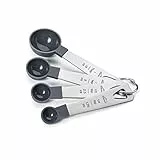 LACOR - 67037 - Set 4 cucchiai misurini, misuratore di liquidi e alimentari, postereria, inox e polipropilene, impilabili, misure in ml, tsp, tbsp, senza BPA, adatto per lavastoviglie, grigio