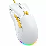 EKSA Mouse Gaming, 12400 DPI 68 Grammi Mouse Ergonomico Super Leggero con filo paracadute, 8 Pulsanti Programmabili, Sensore Ottico A3327, Mouse da Gaming RGB per Giocatori PC/Mac (Bianco)