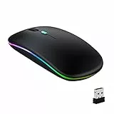 GeekerChip Mouse Bluetooth Ricaricabile,Mouse Wireless Silenzioso,Mouse Senza Fili a Due modalità (Bluetooth 5.1+2.4G),3 Livelli DPI(800/1200/1600) Regolabili per PC(Nero)