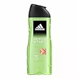 Adidas, Active Start Gel Doccia Bagnoschiuma 3 in 1 per Corpo, Capelli e Viso, Formula Vegana, 400ml