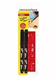 Eberhard Faber 559597 - Set di penne per tatuaggi con 2 pennarelli e 4 stencil, inchiostro nero, in astuccio, lavabili, dermatologicamente testate, per disegni temporanei creativi sulla pelle