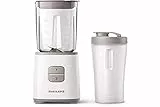 Philips HR2602/00 Frullatore Mini Daily con lama a 4 lame, caraffa da 0,6 l, 2 velocità, bicchiere portatile incluso, picca ghiaccio, 350 W, 600 milliliter, bianco