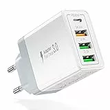 Caricatore USB C, caricabatterie rapido Acezeek 35W, alimentatore USB C a 4 porte (PD20W/QC3.0/3.1A*2) compatibile con iPhone/LG/Moto/Huawei/BlackBerry/Samsung Galaxy S20 S20+ ecc.(bianco)