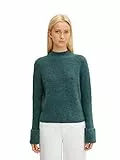 TOM TAILOR Denim Le signore Maglione con maniche a risvolto 1033056, 30358 - Green Dust Melange, XS