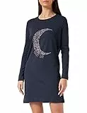 Iris & Lilly Camicia da Notte a Manica Lunga in Flanella Donna, Blu Marino, Stelle, 42