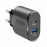 SBS caricabatterie veloce per iPhone, Samsung, Oppo, Xiaomi, caricatore rapido da parete con uscite USB-A e USB-C da 10W