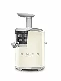 Smeg, Estrattore di Succo SJF01CREU, Tecnologia Slow Squeezing, Cestello Rotante, Tappo Salvagoccia e Regolazione Densità Succo, Caraffa Succo da 1L e Contenitore Raccoglipolpa da 1,6L, 150W, Panna