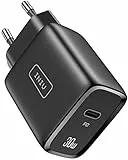 INIU 30W Caricatore iPhone, con Presa Porte USB C，Caricabatterie PD 3.0 Alta Velocità Alimentatore, Spina Sicuro Carica Rapida For iPhone 15 14 13 12 11 Pro Max Samsung S21 S20 Huawei Xiaomi ECC
