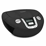 TechniSat VIOLA CD-1 - lettore CD stereo portatile con maniglia per il trasporto, boombox nera, sintonizzatore radio FM, ricezione Bluetooth, potenza di 2 x 1 W RMS, alimentazione a rete e a batteria