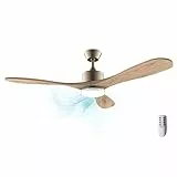 Cecotec Ventilatore da soffitto con telecomando, timer e luce LED EnergySilence Aero 5290 Golden Pro. 35W, motore DC, 52', 3 pale, 5 velocità, funzione invernale, oro