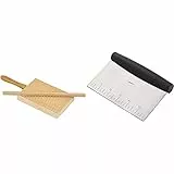 Amazon Basics - Raschietto/Tagliaimpasto multiuso, in acciaio inox & ELETTRO CENTER Art.298 Rigagnocchi con Asta per Garganelli, Legno, Beige