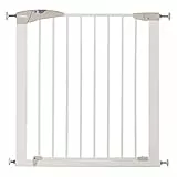 Munchkin Lindam Axis Cancelletto con Chiusura di Sicurezza per Bambini, Barriera per Scale e Vani Porta, Fissaggio a Pressione Senza Viti, Larghezza da 76 a 82 cm, Colore: Bianco
