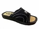 Ciabatta fascia uomo estiva leggera con sottopiede in legno tacco 2,5 cm Made in Italy Articolo 1815 Nero (numeric_46)