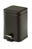 Gedy | Argenta Cestino Bagno Quadrato in Acciaio Inox, Finitura Nera, Capacità 5 litri, Dimensioni 16, 5 x 21,5 x 25 cm e Peso 0,76 kg