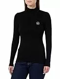Emporio Armani Turtleneck-Maglietta da Donna Fluid Viscose T-Shirt, Nero, M