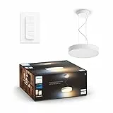 Philips Hue White Ambiance Enrave, Lampada a sospensione Smart, Bluetooh, 33.5 W, Telecomando Dimmer Switch Incluso, Bianca