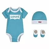 Levi's Kids LHN Batwing Onesie Hat Bootie ML0019 Set in Scatola, Acqua, 6-12 Mesi Unisex