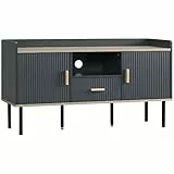 HOMCOM Mobile Porta TV fino a 55' con Ripiano, Cassetto e Armadietti, Mobiletto Basso con 3 Fori Passacavi, 120x40x65cm, Grigio